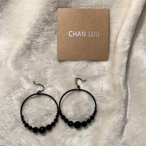 🖤 Chan Luu Black Beaded Drop Hoop Earrings – Jet Gemstone Look